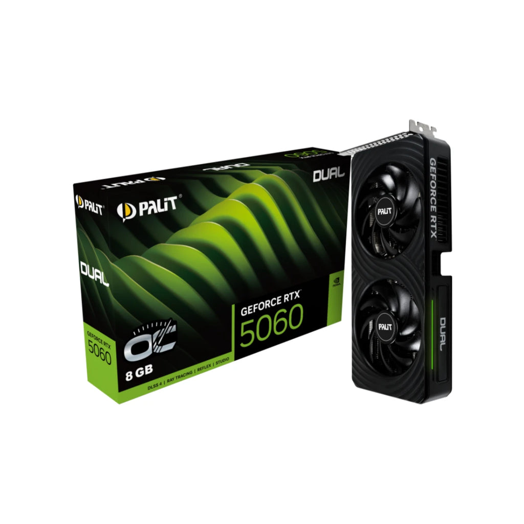PALIT GeForce RTX5060 DUAL OC Graphics Card, 8GB GDDR7 , DLSS 4 - 75060S19P1-GB2063D