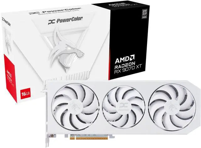 Alt view image 6 of 6 - PowerColor Hellhound Radeon RX 9070 XT 16GB GDDR6 PCI Express 5.0 x16 Graphics CARD Hellhound Spectral White AMD Radeon RX 9070 XT 16GB GDDR6