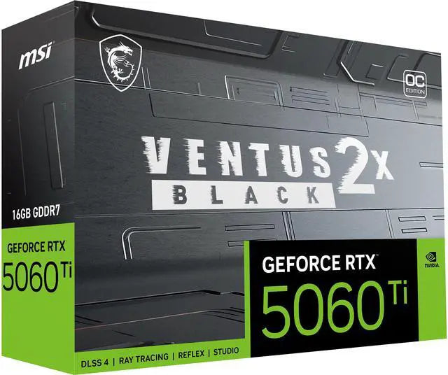 Alt view image 10 of 11 - MSI Ventus GeForce RTX 5060 Ti 16GB GDDR7 PCI Express 5.0 x16 (use x8) Graphics Card (RTX 5060 Ti 16G VENTUS 2X OC BLACK PLUS)
