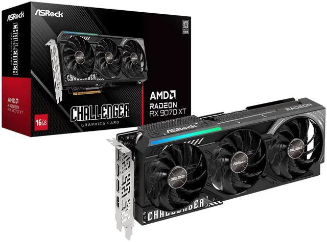 ASRock Challenger Radeon RX 9070 XT 16GB GDDR6 PCI Express 5.0 x16 Graphics Card RX9070XT CL 16G