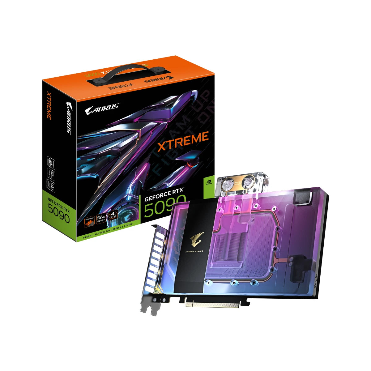 GIGABYTE AORUS GeForce RTX 5090 XTREME WATERFORCE WB Graphics Card, 32GB GDDR7, DLSS 4 | GV-N5090AORUSX WB-32GD - GV-N5090AORUSXWB-32GD