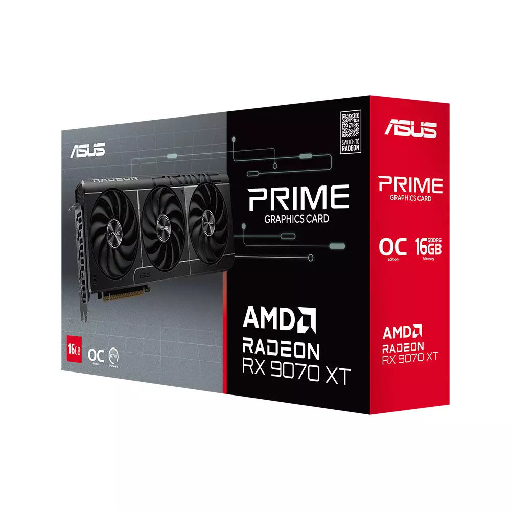 Asus Prime Radeon RX 9070 XT 16GB OC GDDR6 Graphics Card – Black