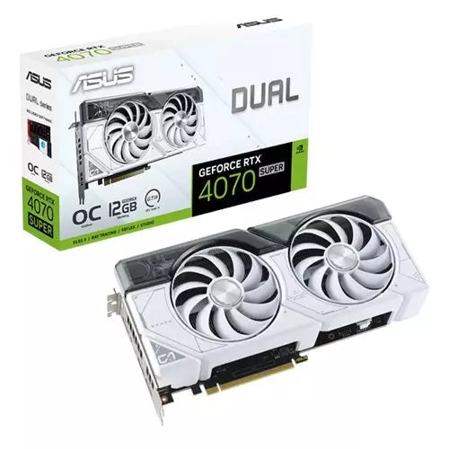 Asus Dual GeForce RTX 4070 SUPER 12GB GDDR6X OC Edition Graphics Card – White, DLSS 3