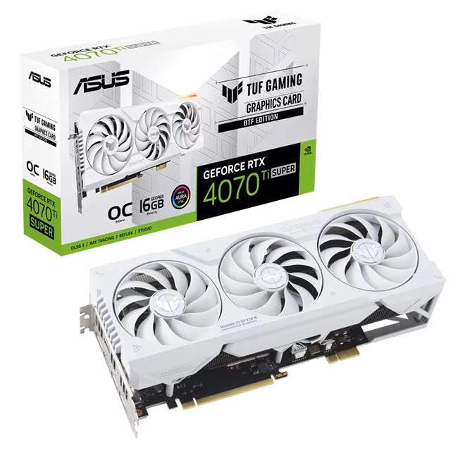 Asus TUF Gaming RTX 4070 Ti SUPER BTF OC 16GB GDDR6X Graphics Card – White, DLSS 3