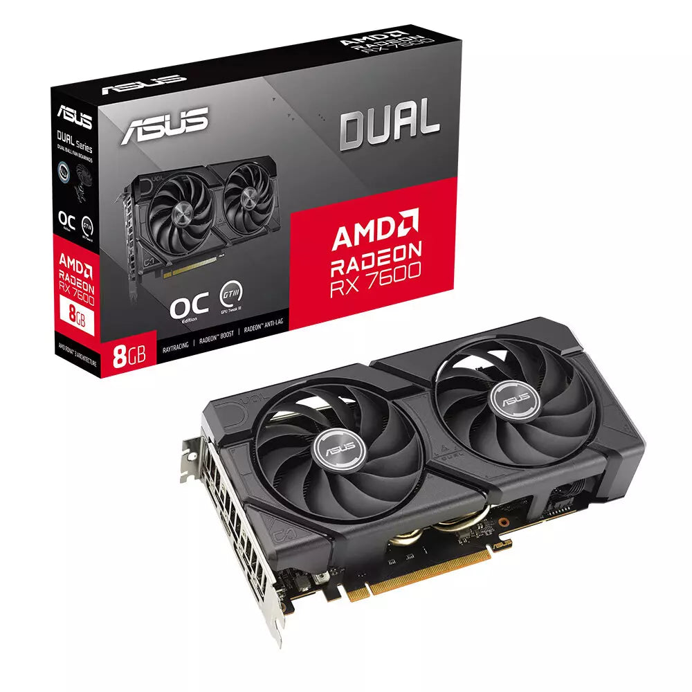 Asus Dual Radeon RX 7600 EVO 8GB GDDR6 OC Graphics Card, FSR 2