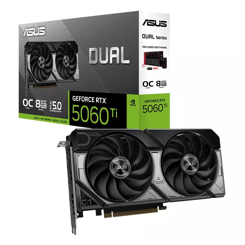 Asus Dual GeForce RTX 5060 Ti 8GB OC GDDR7 Graphics Card – Black, DLSS 4