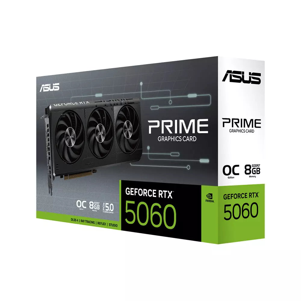 Asus Prime GeForce RTX 5060 8GB OC GDDR7 Graphics Card – Black, DLSS 4