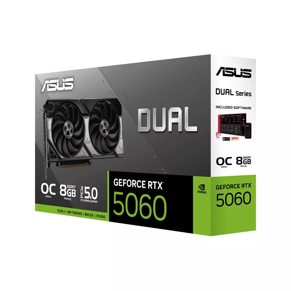 Asus Dual GeForce RTX 5060 8GB OC GDDR7 Graphics Card – Black, DLSS 4