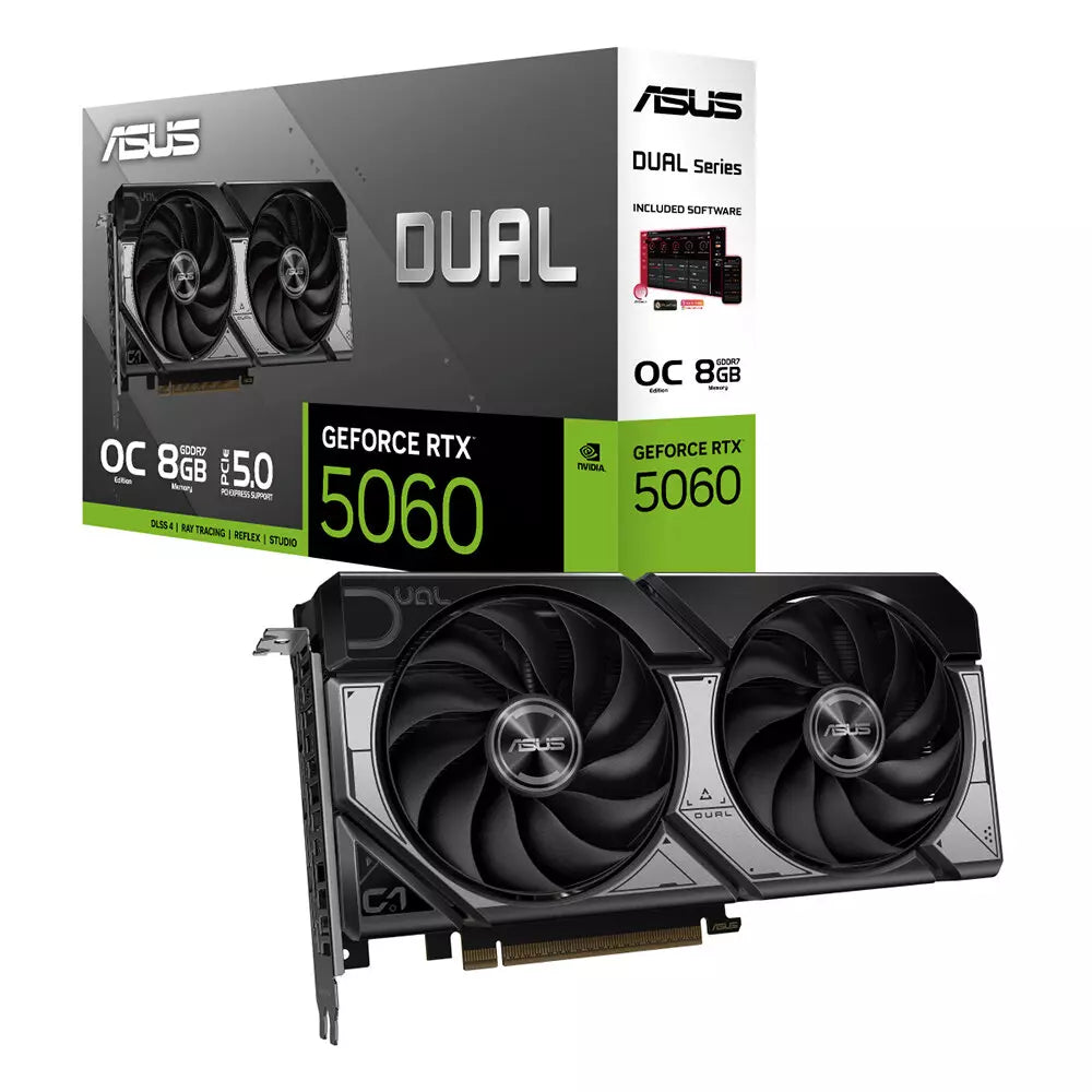 Asus Dual GeForce RTX 5060 8GB OC GDDR7 Graphics Card – Black, DLSS 4
