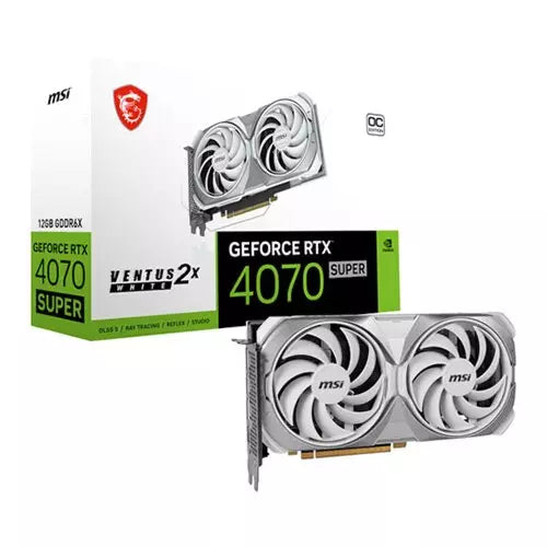 Msi GeForce RTX 4070 SUPER VENTUS 2X OC 12GB GDDR6X Graphics Card – White, DLSS 3