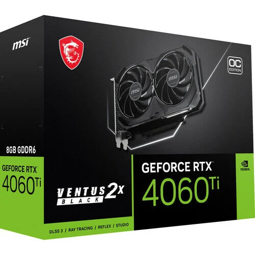 MSI GeForce RTX 4060 Ti VENTUS 2X BLACK 8G OC Graphics Card, DLSS 3