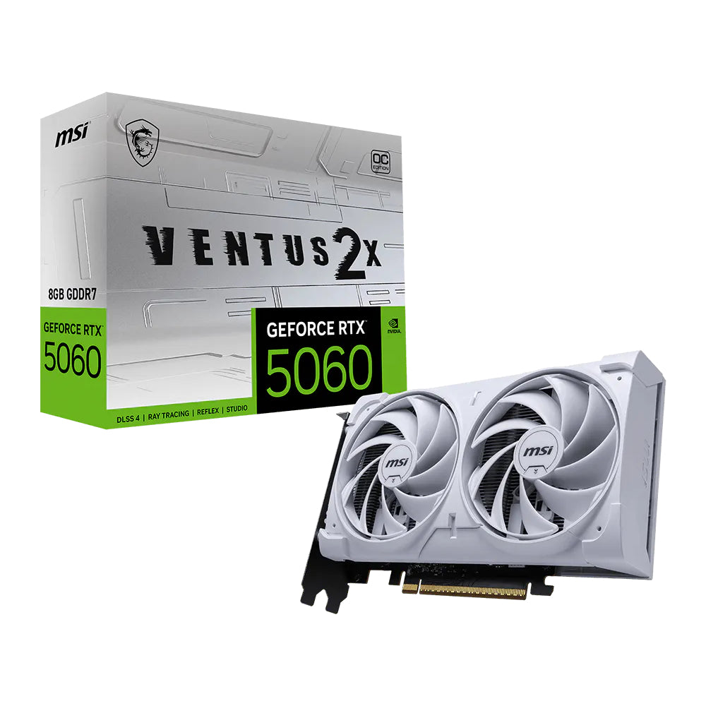 MSI GeForce RTX 5060 8GB GDDR7 VENTUS 2X OC WHITE Graphics Card, DLSS 4