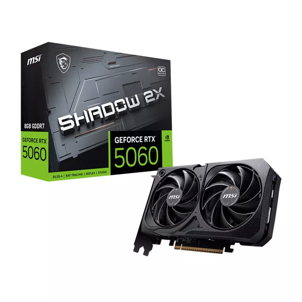 Msi GeForce SHADOW 2X RTX 5060 8GB OC Graphics Card – Black, DLSS 4