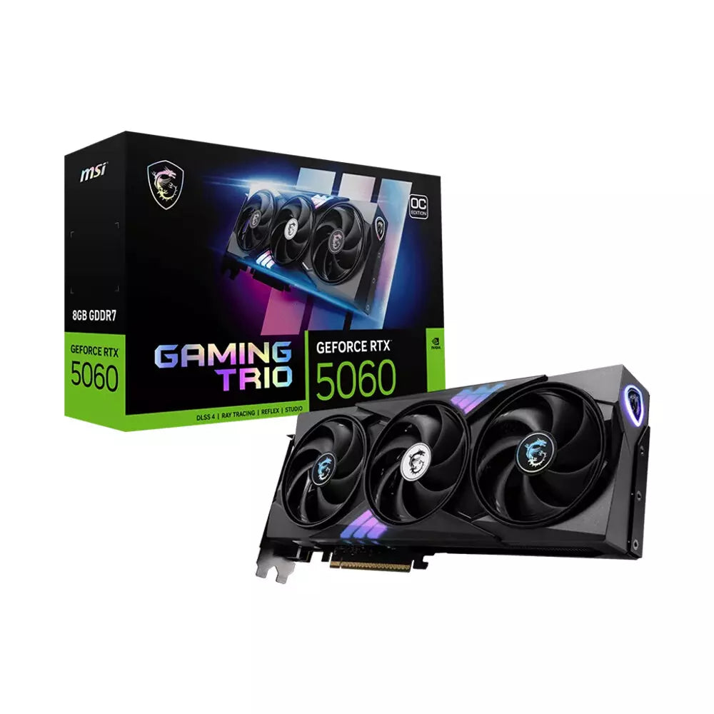Msi GeForce Gaming Trio RTX 5060 8GB OC Graphics Card – Black, DLSS 4