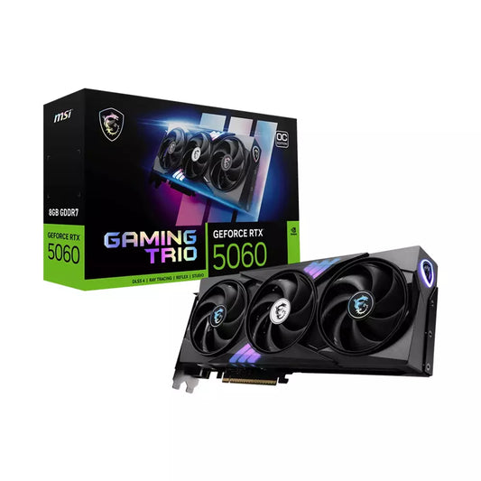 Msi GeForce Gaming Trio RTX 5060 8GB OC Graphics Card – Black, DLSS 4