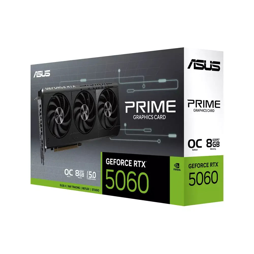 ASUS Prime GeForce RTX 5060 8GB GDDR7 OC Edition Graphic Card – Black, DLSS 4