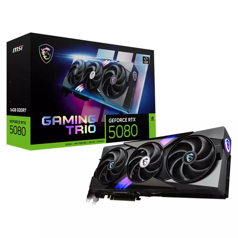 Msi GeForce RTX 5080 16GB GDDR7 Gaming Trio Graphics Card, DLSS 4