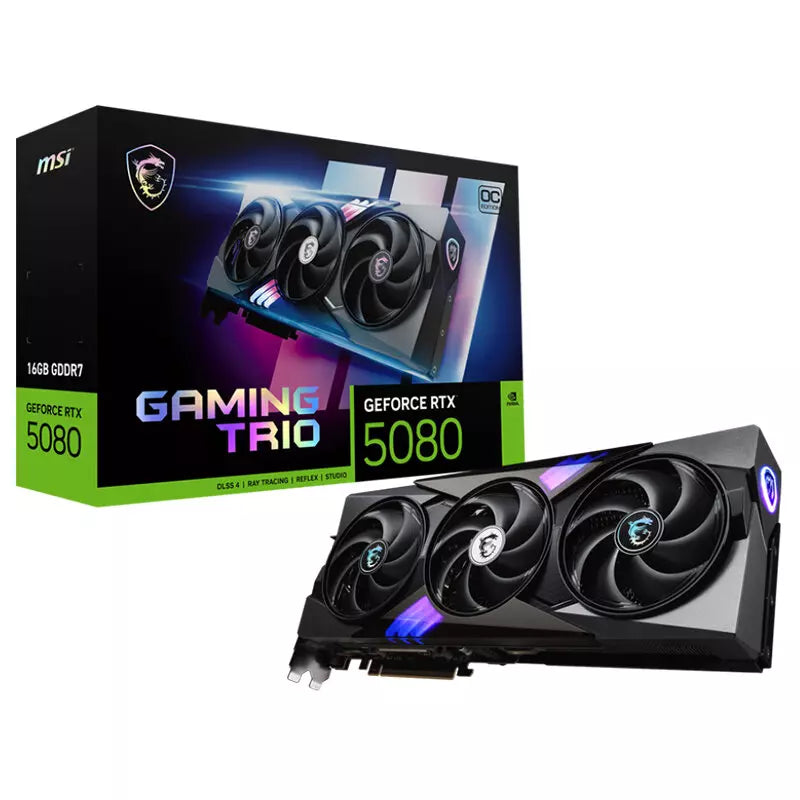 Msi GeForce RTX 5080 16GB GDDR7 Gaming Trio OC Graphics Card, DLSS 4