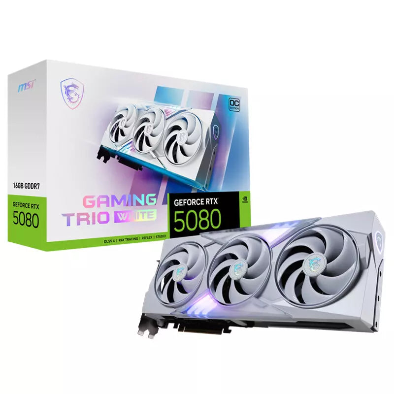 Msi GeForce RTX 5080 16GB GDDR7 Gaming Trio OC Graphics Card – White, DLSS 4