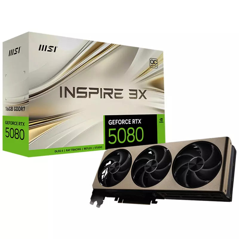 Msi GeForce RTX 5080 16GB GDDR7 Inspire 3X OC Graphics Card, DLSS 4