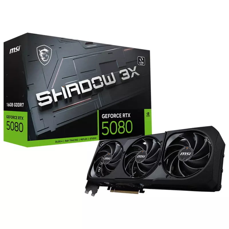 Msi GeForce RTX 5080 16GB GDDR7 Shadow 3X Graphics Card, DLSS 4