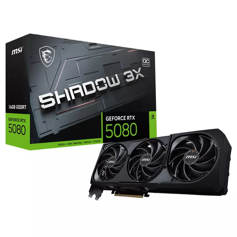 Msi GeForce RTX 5080 16GB GDDR7 Shadow 3X OC Graphics Card, DLSS 4