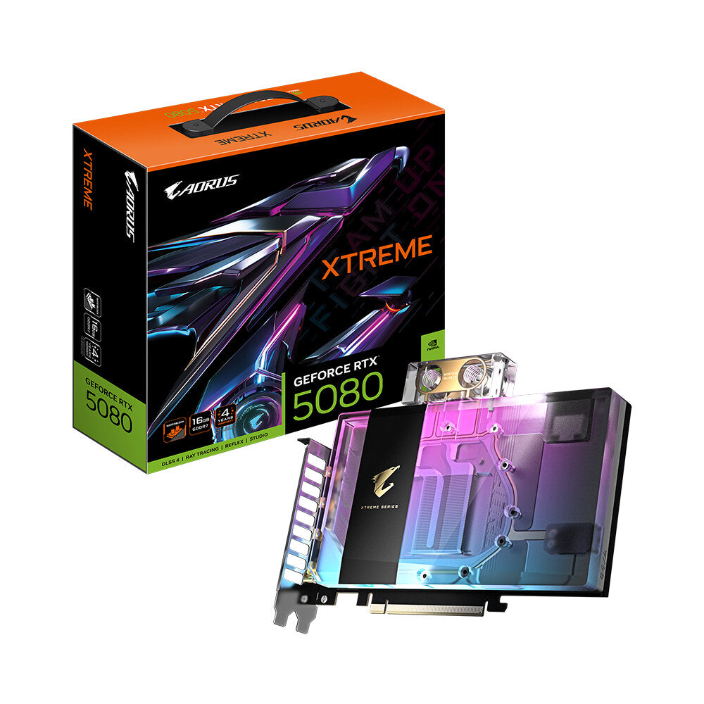 Gigabyte AORUS GeForce RTX 5080 XTREME WATERFORCE WB 16GB Video Card, DLSS 4