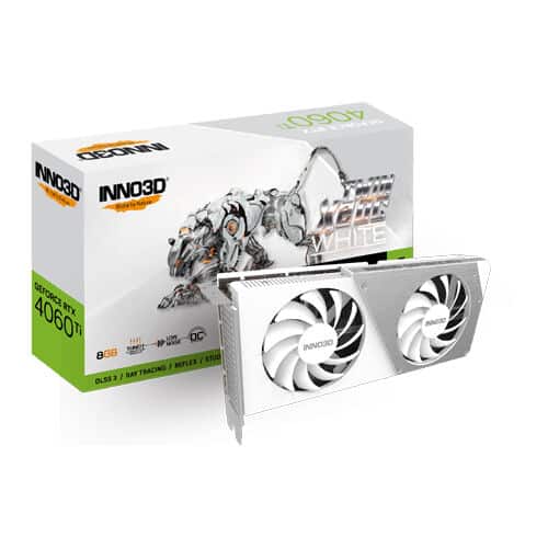 Inno3D GeForce RTX 4060 Ti Twin X2 OC White 8GB GDDR6 Graphics Card