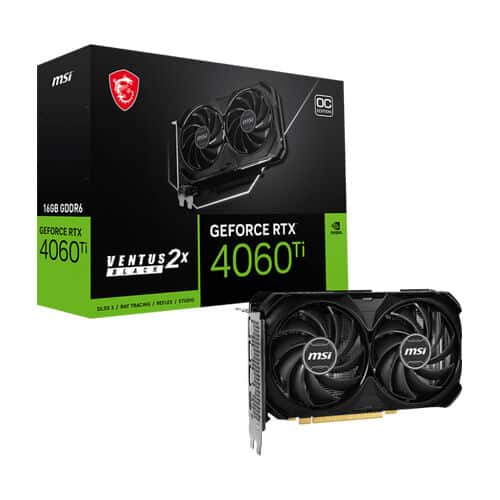 Msi GeForce RTX 4060 Ti Ventus 2X Black OC Edition 16GB GDDR6 Graphics Card