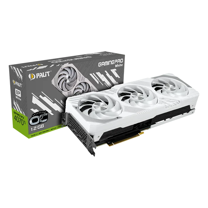 Palit GeForce RTX 4070 Ti GamingPro OC Edition 12GB GDDR6X DLSS 3 Graphic Card – White