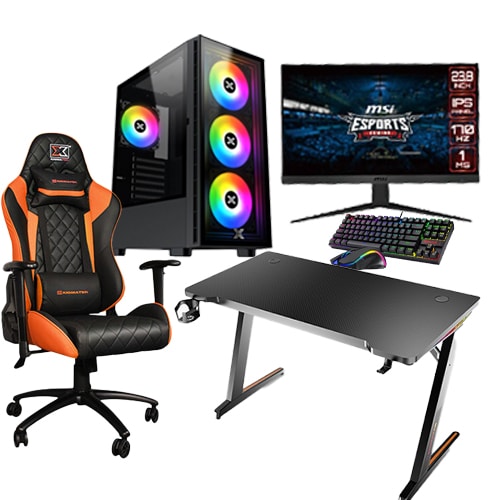 Odin Bundle Gaming PC (Intel i5-12400F, RTX 4060, 16GB RAM) Monitor 24″ 170hz, Keyboard & Mouse, Gaming Desk & Gaming Chair