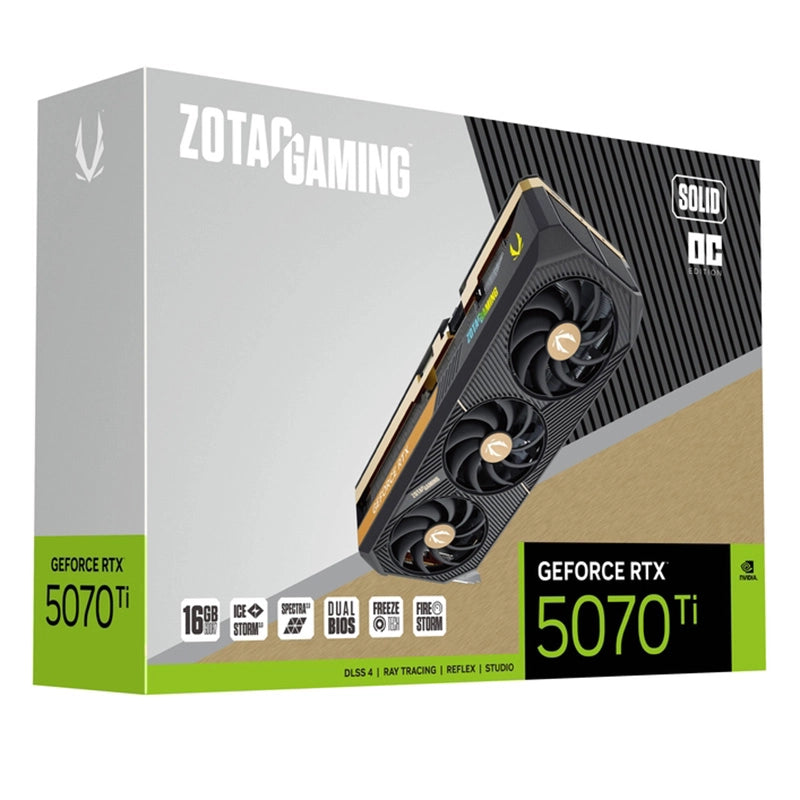 Zotac Gaming GeForce RTX 5070 Ti Solid OC 16GB GDDR7 Graphics Card, DLSS 4
