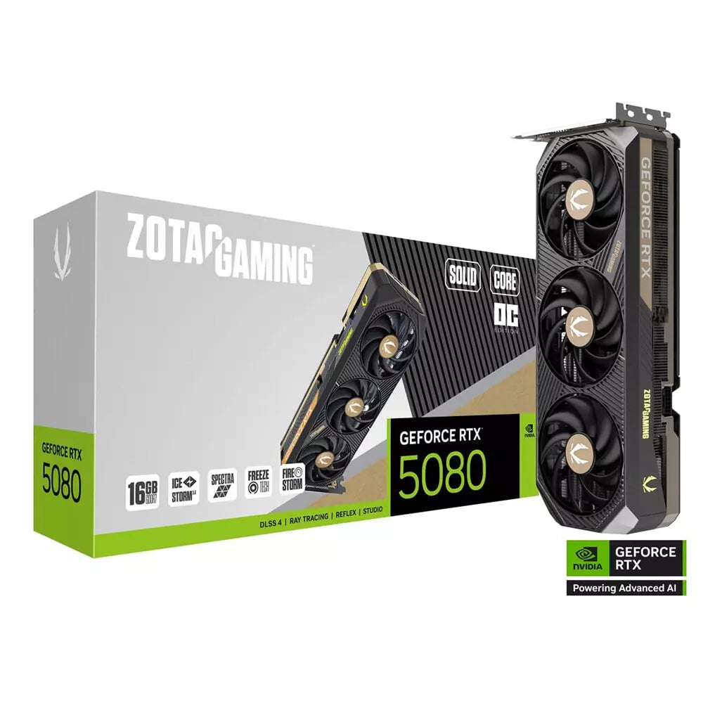 Zotac Gaming GeForce RTX 5080 Solid Core OC 16GB Graphics Card – Black, DLSS 4