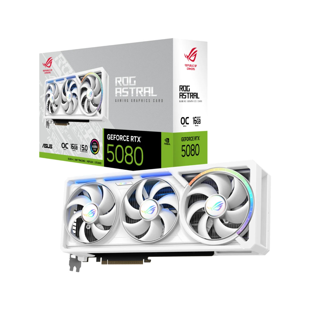 ASUS ROG Astral GeForce RTX 5080 White OC Edition Graphics Card, 16GB GDDR7, DLSS 4 - 90YV0LV4-M0NA00
