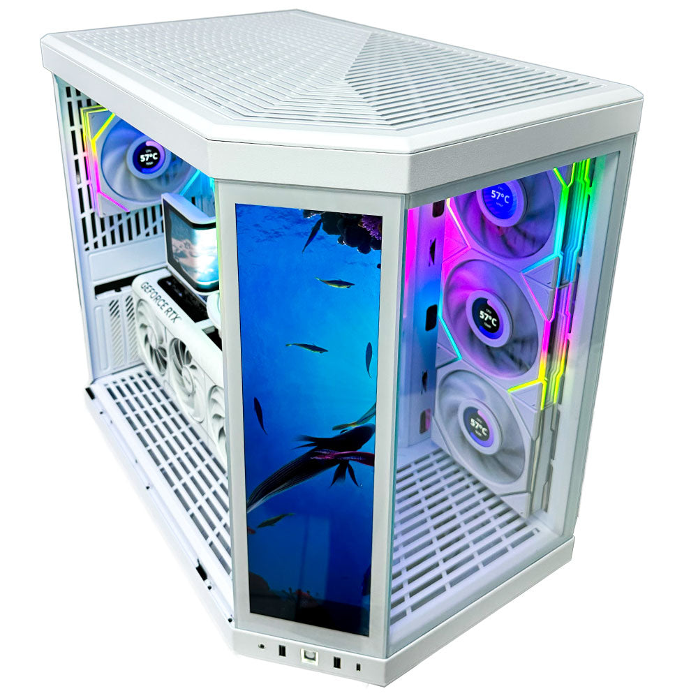Crystal White Gaming PC (AMD Ryzen 9 9950X3D CPU, RTX 5070 OC 12GB GPU, 32GB RAM)