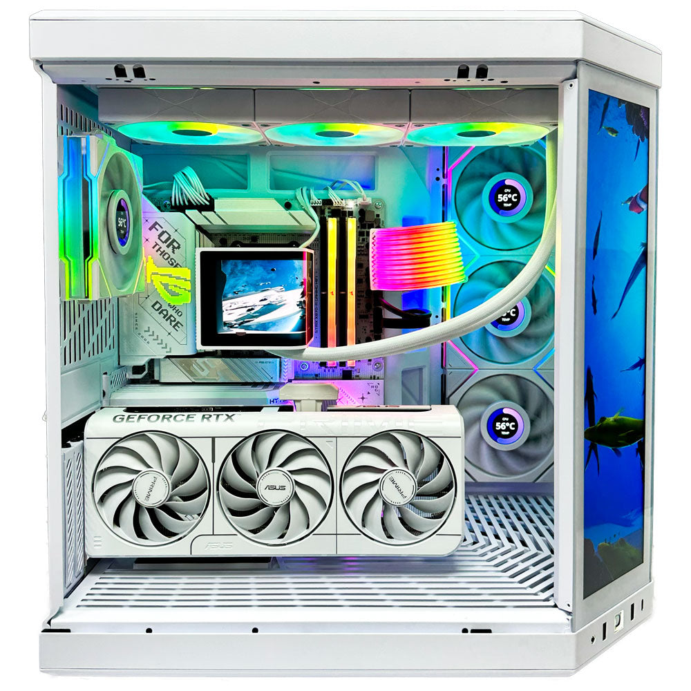 Crystal White Gaming PC (AMD Ryzen 9 9950X3D CPU, RTX 5070 OC 12GB GPU, 32GB RAM)