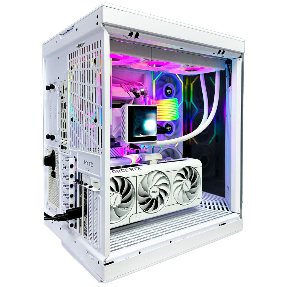 Crystal White Gaming PC (AMD Ryzen 9 9950X3D CPU, RTX 5070 OC 12GB GPU, 32GB RAM)