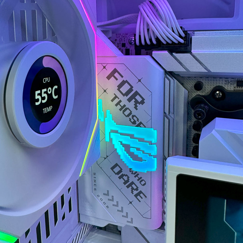 Crystal White Gaming PC (AMD Ryzen 9 9950X3D CPU, RTX 5070 OC 12GB GPU, 32GB RAM)