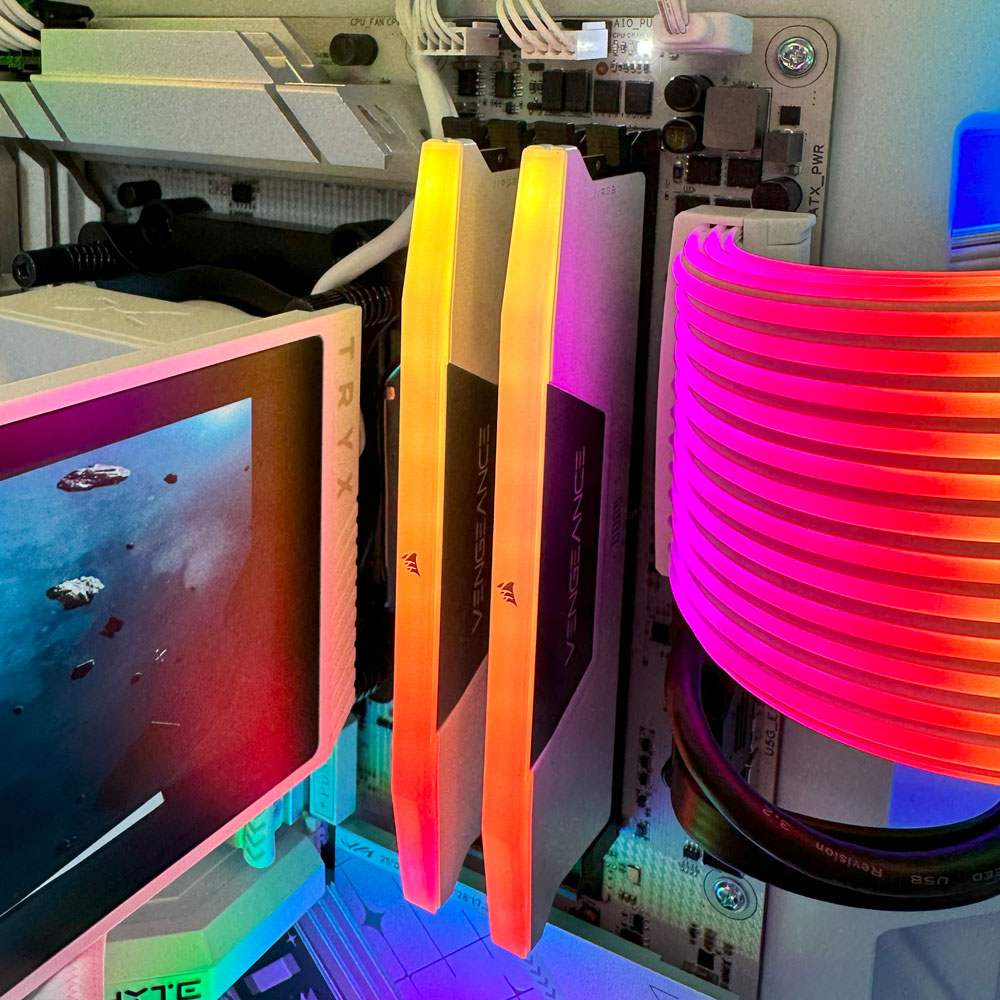 Crystal White Gaming PC (AMD Ryzen 9 9950X3D CPU, RTX 5070 OC 12GB GPU, 32GB RAM)