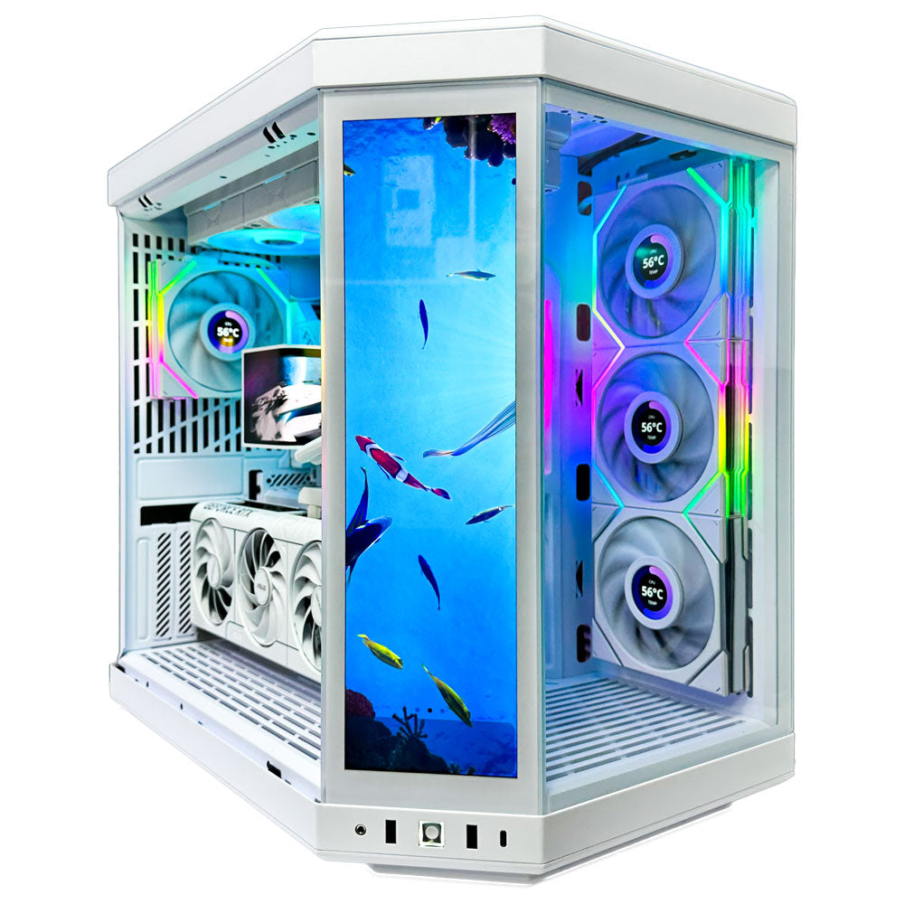 Crystal White Gaming PC (AMD Ryzen 9 9950X3D CPU, RTX 5070 OC 12GB GPU, 32GB RAM)