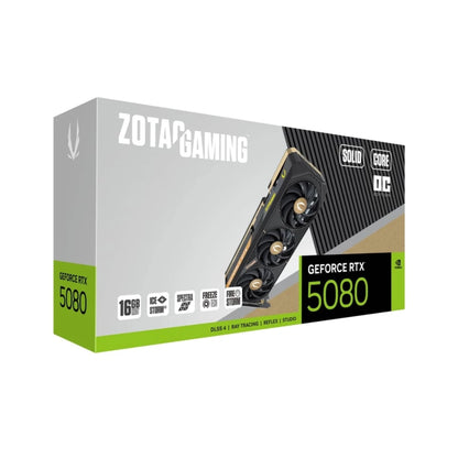 ZOTAC GAMING GeForce RTX 5080 SOLID CORE OC Graphics Card, 16GB GDDR7, DLSS 4 - ZT-B50800J2-10P