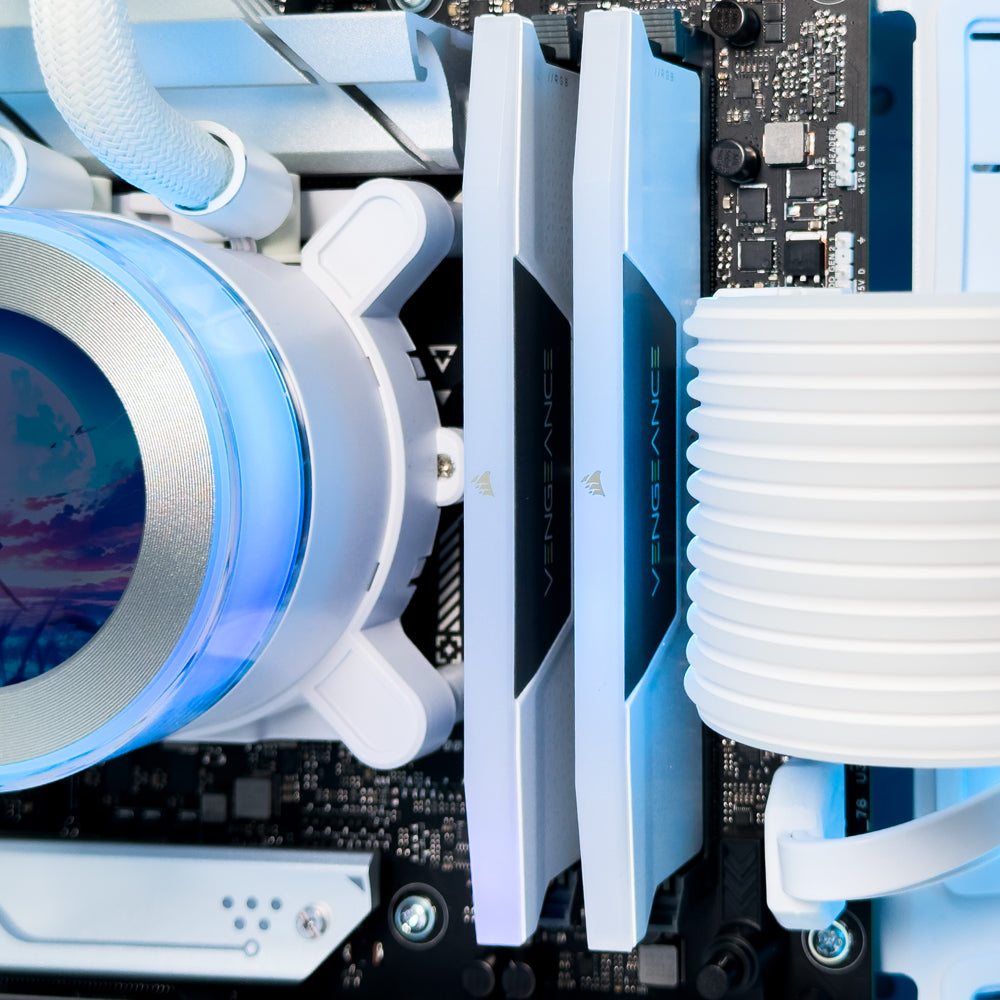 NOEL White Gaming PC (AMD Ryzen 7-9800X3D, RTX 5080, 64GB Ram)