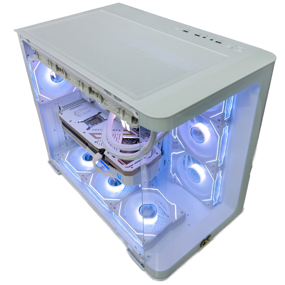 Solid White Gaming PC (AMD Ryzen 7 9700X CPU, RTX 5070 Ti OC 16GB GPU, 32GB RAM)