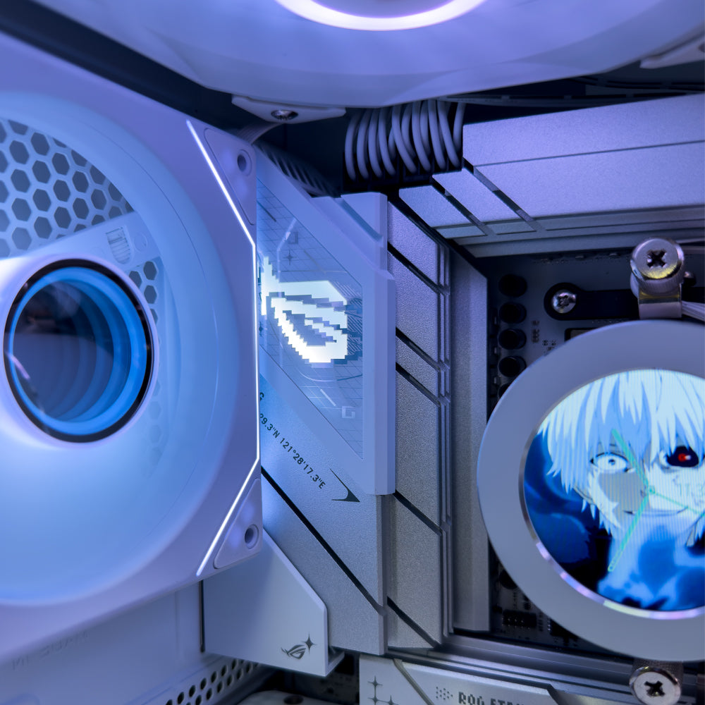 Solid White Gaming PC (AMD Ryzen 7 9700X CPU, RTX 5070 Ti OC 16GB GPU, 32GB RAM)