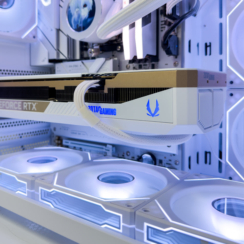 Solid White Gaming PC (AMD Ryzen 7 9700X CPU, RTX 5070 Ti OC 16GB GPU, 32GB RAM)